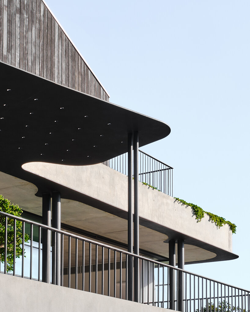 tribe studio architects' mosman house II takes shape as a floating, charred timber volume