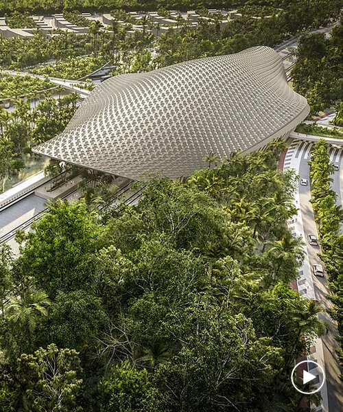 sweeping gridshell roof encloses new tulum train station designed by aidia studio