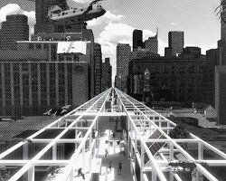 atelier RZLBD proposes a 56km long megastructure above yonge street in toronto