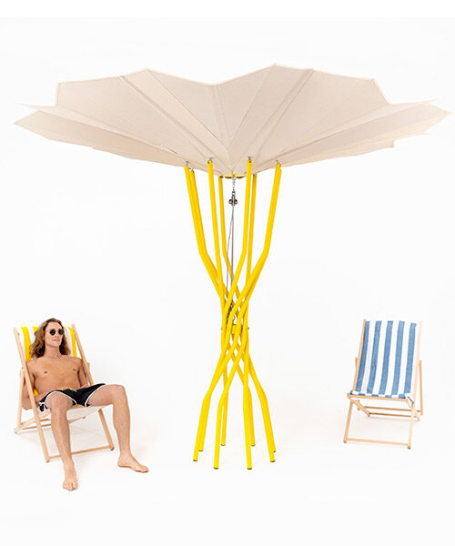 blossoming beach umbrella turns solar power into cooling + refrigeration