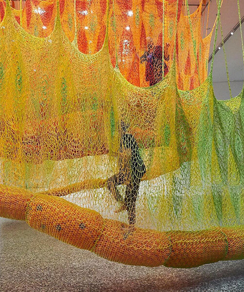 explore the largest crochet work by artist ernesto neto at museum of fine arts, houston