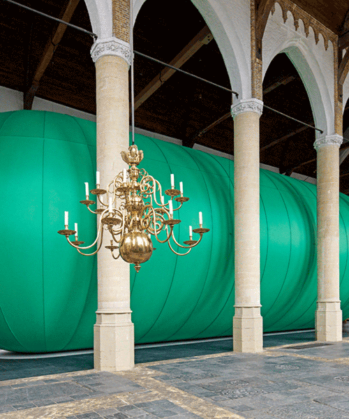 florentijn hofman unveils 'city cocoon' in schiedam, his first occupiable inflatable work