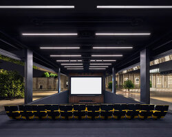 fondazione prada fully opens its outdoor cinema to screen its film series 'multiple canvases'