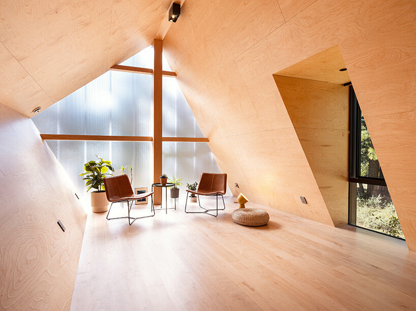 joongwon architects builds a translucent cabin in lake tahoe designed around the trees
