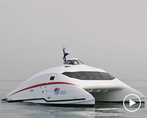 'lili' aerodynamic boat flies above water at 100 km/h