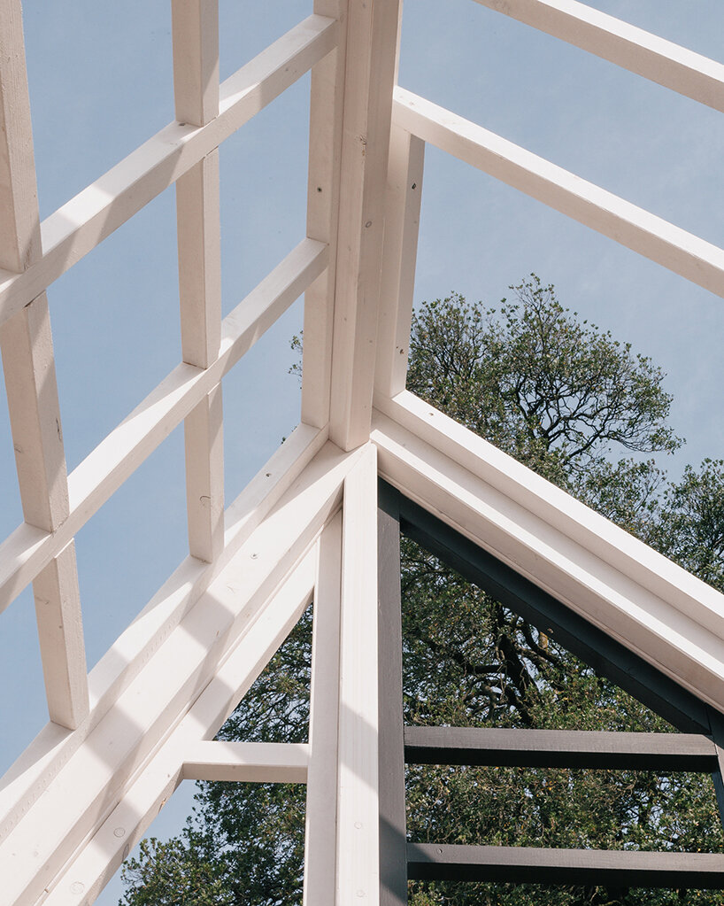 federico babina collages a mix of edilpiù window frames to realize the lunette pavilion