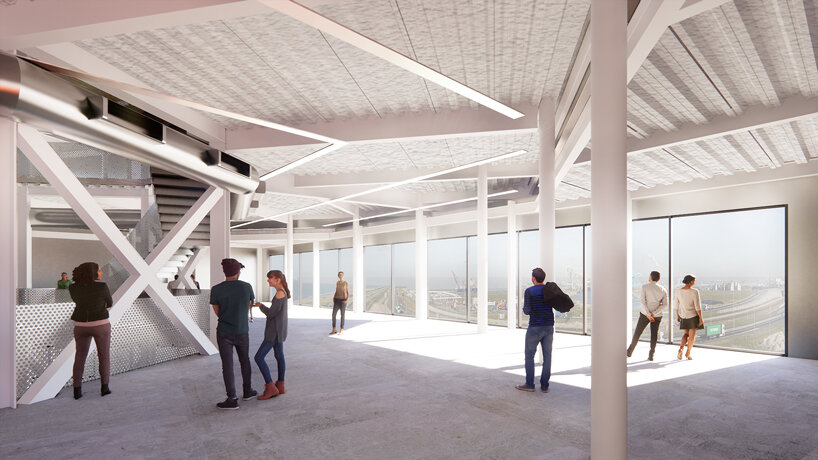 external staircases wrap MVRDV's stacked harbour experience centre at rotterdam port