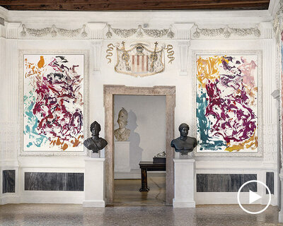 palazzo grimani exhibits georg baselitz's contemporary art among its classical sculptures