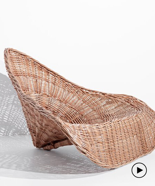 'pico' is a sculptural lounge chair made of traditional wicker weaving