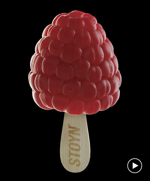 sculptural popsicles by stoyn look like real fresh fruit on a stick