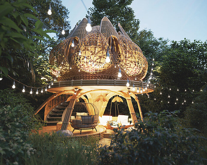 lotus flower-like interwoven bamboo volumes shape thilina liyanage's dreamy getaway villas