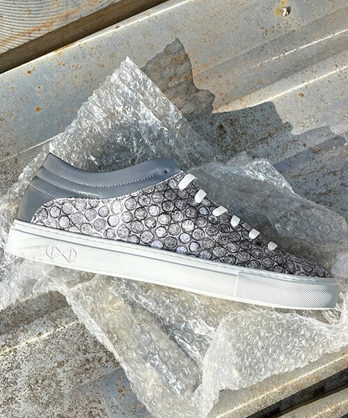 these vegan sustainable sneakers are made from recycled bubble wrap by nat-2