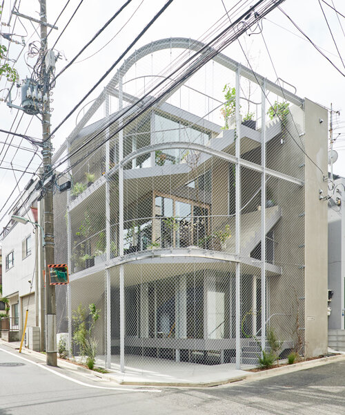 n o t architects studio's chain link 'weather house' is an extension of tokyo's parks