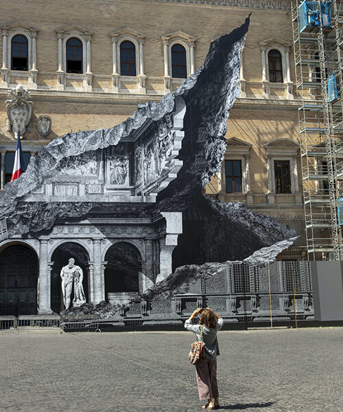 JR covers the façade of rome’s palazzo farnese with another magnificent trompe-l’oeil