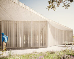 digital oyster is a female fortress hidden behind shellcrete panels and lush bushes in senegal