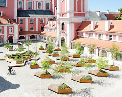 bright interiors and movable street furniture complete poznań city hall refurb