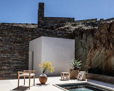 bobotis+bobotis weaves semi-submerged villas into the rugged landscape of kea, greece