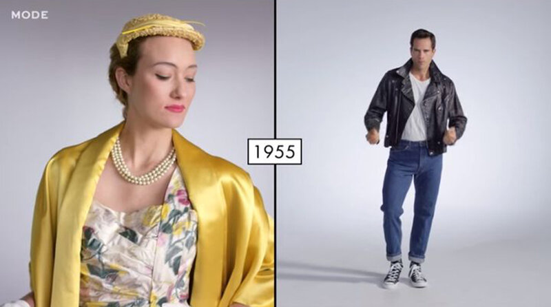 gals vs guys side-by-side battle shows off 100 years of fashion in under three minutes