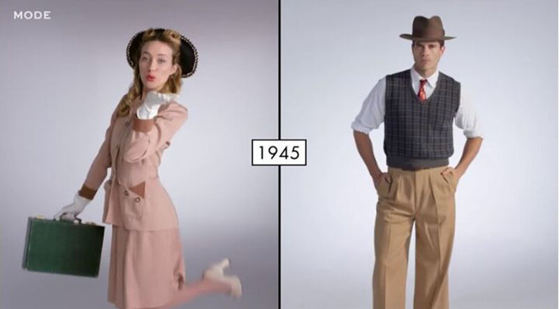 gals vs guys side-by-side battle shows off 100 years of fashion in under three minutes