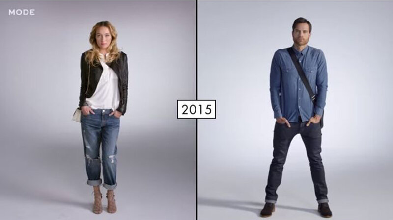 gals vs guys side-by-side battle shows off 100 years of fashion in under three minutes