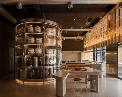 glazed barrel-shaped cooler centers 'tsingtao 1903 taproom' in beijing