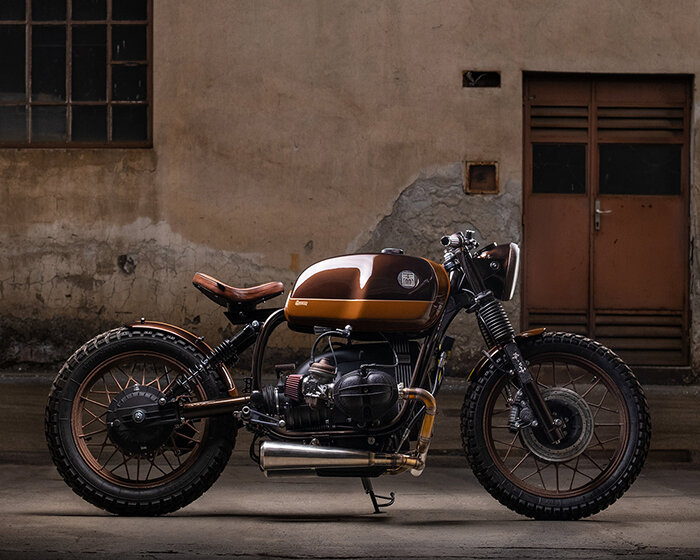 bronze beauty: incerum toti is an asymmetrical 1983 BMW R100 motorcycle