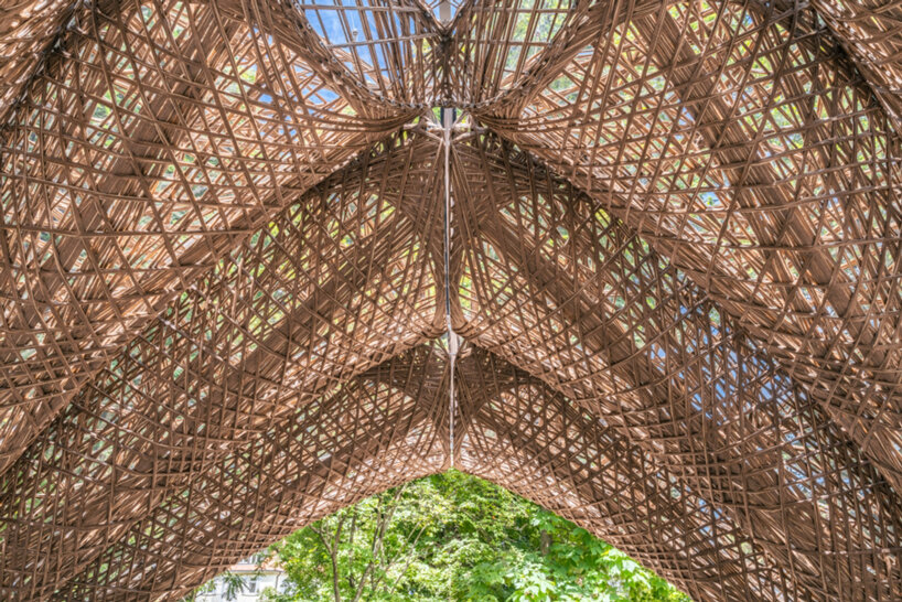 robotically wound flax fiber builds the 'livMatS pavilion' in freiburg designboom