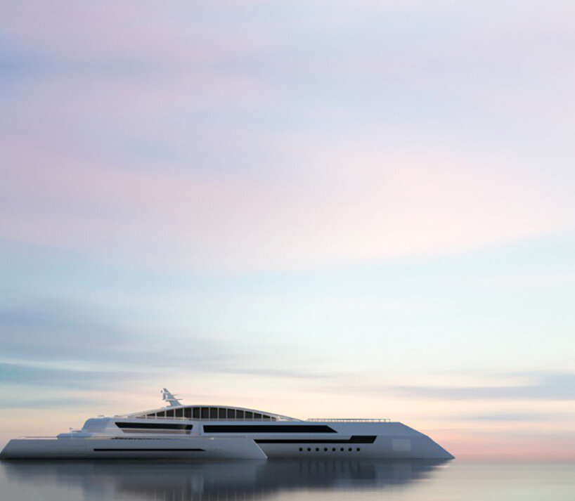 seaplane-like superyacht 'estrella' divides its hull wings into three masses