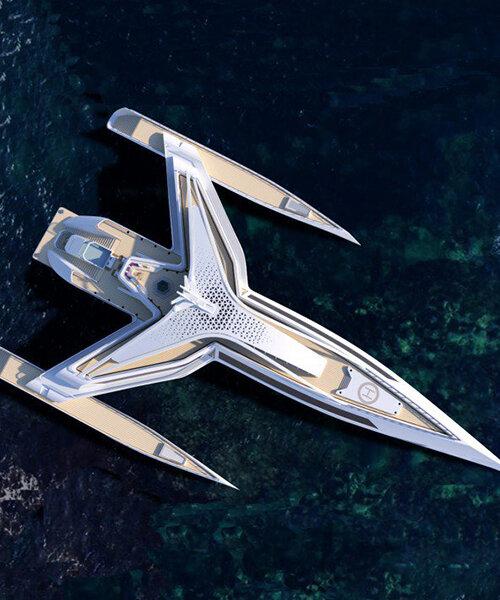 seaplane-like superyacht 'estrella' divides its hull wings into three masses