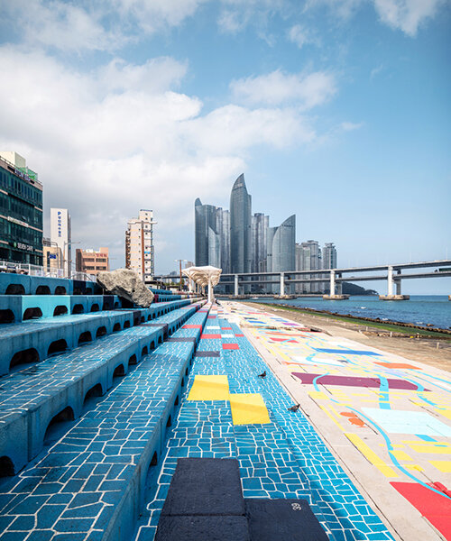 migliore + servetto covers a long coastal strip in south korea with colorful marine world patterns