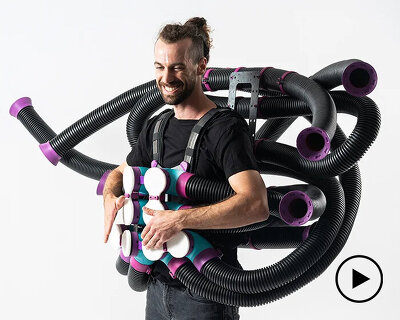meet OCTAV, a wearable musical instrument made from plastic drain pipes