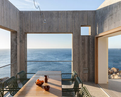 geometric concrete residence in karpathos, greece, enjoys generous views of the aegean sea