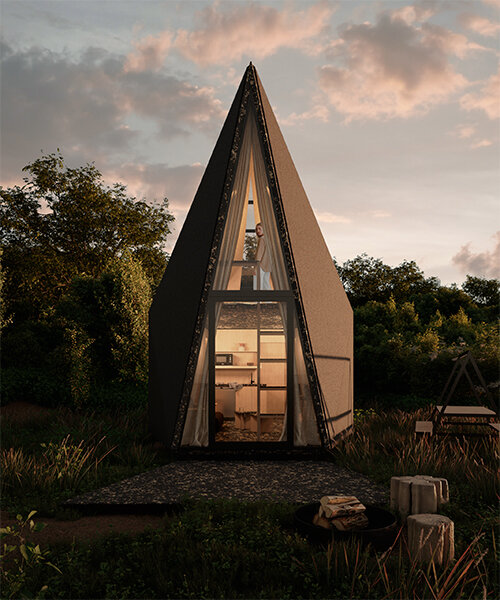 rojkind arquitectos assembles prefab pyramidal getaway cabins in mexico