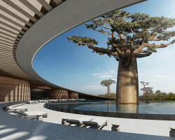 SAOTA's 'la reserve' hotel resort winds around baobab trees in dakar, senegal