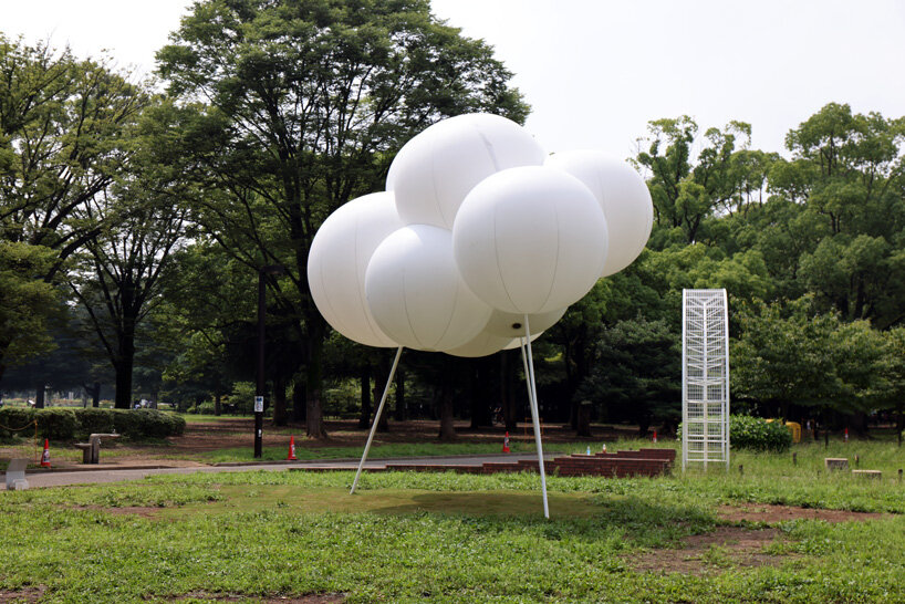 sou fujimoto installs temporary pavilion of fluffy, floating clouds in tokyo