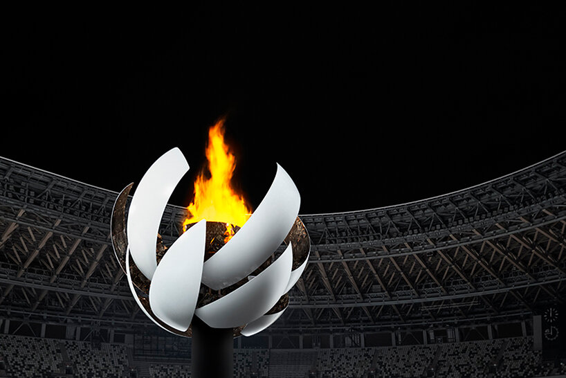 sun-like form by nendo blooms the ceremonial cauldron of fire in tokyo olympics