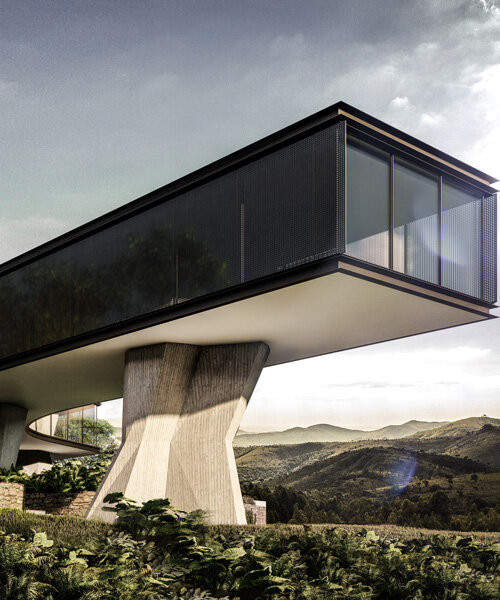 thick concrete pillars support tetro arquitetura's xingu house in brazil