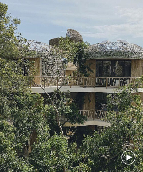 treehouse hideaway in mexico merges mayan tradition + innovative bamboo craftsmanship