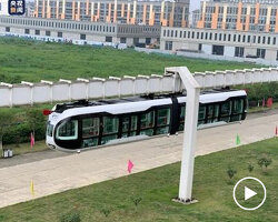 china unveils first renewable-energy sky train with glass bottom