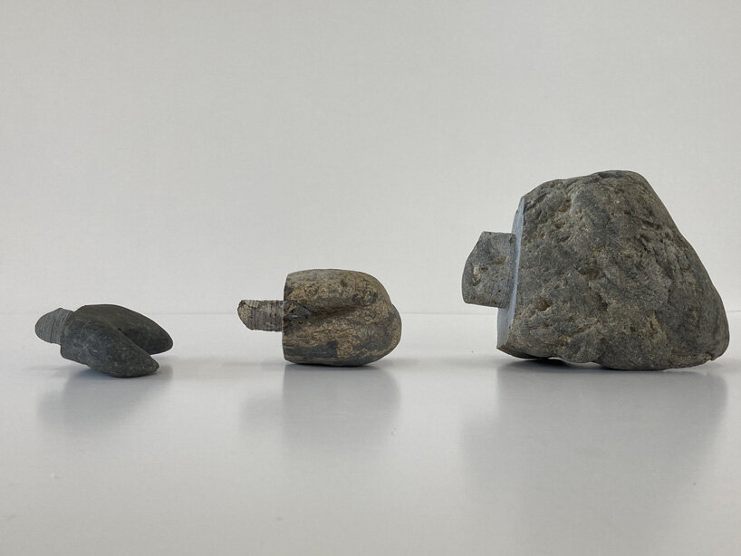 schemata exhibits new SENBAN method to carve intriguing forms at milan design week