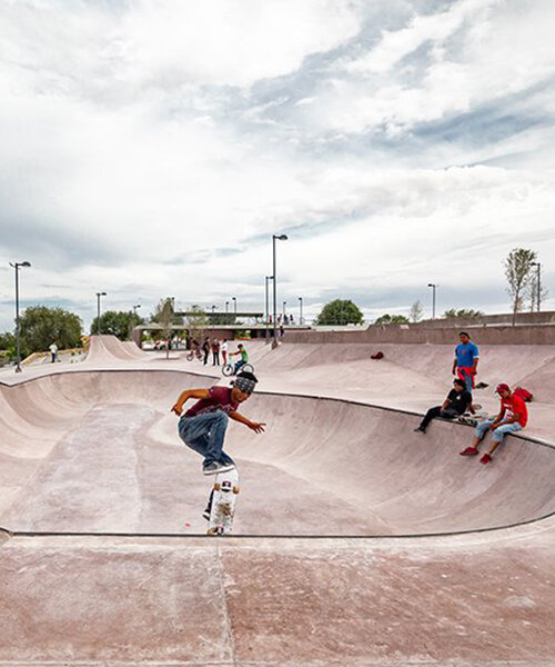 desert forms influence sandy pink concrete skatepark on the northern border of mexico
