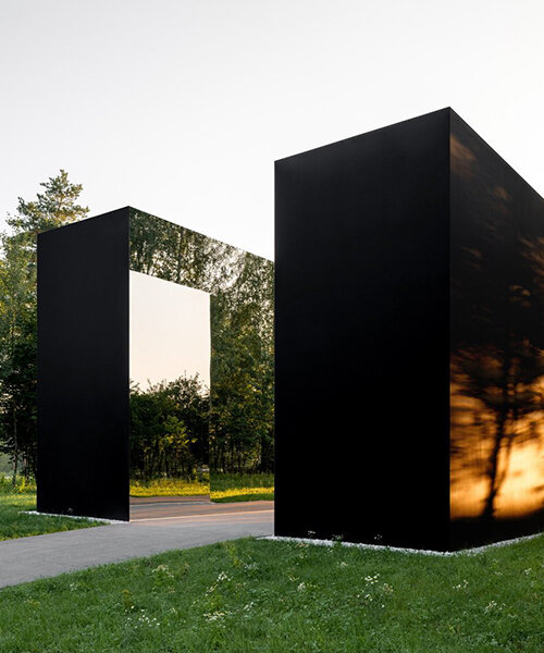 black square is a contemporary monument that mirrors the surroundings of malevich park, moscow