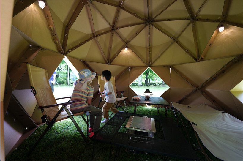 prefab cardboard 'dan dan dome' tents provide lightweight, durable + waterproof shelter