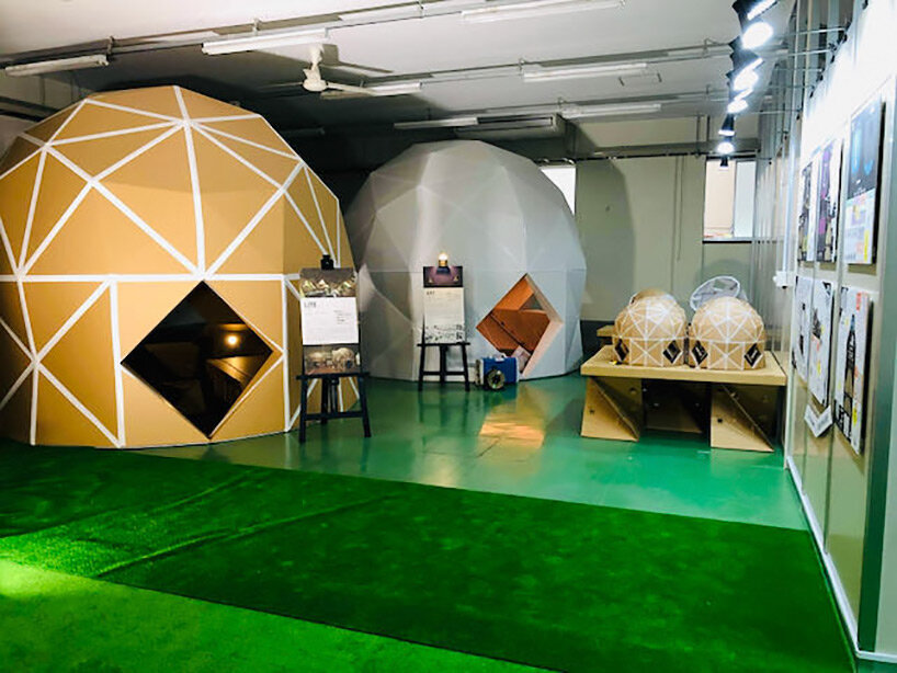 prefab cardboard 'dan dan dome' tents provide lightweight, durable + waterproof shelter
