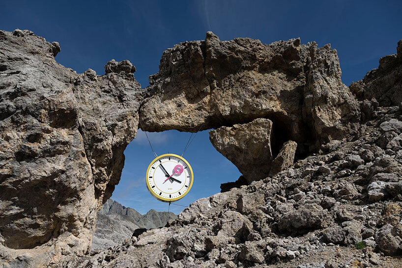 time literally slows down in the swiss hills with GÆG's clock installation