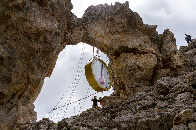 time literally slows down in the swiss hills with GÆG's clock installation