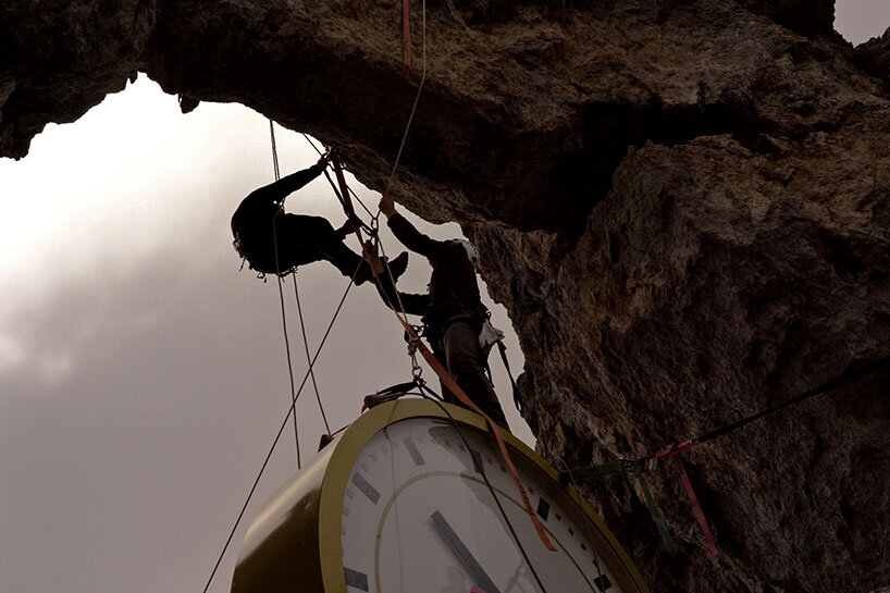 time literally slows down in the swiss hills with GÆG's clock installation