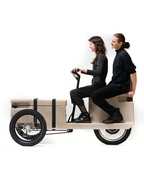 ZUV is an electric tricycle with a 3D printed chassis made from recycled plastic