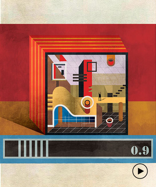 federico babina illustrates boxes of imaginary architecture with bold colors + geometries