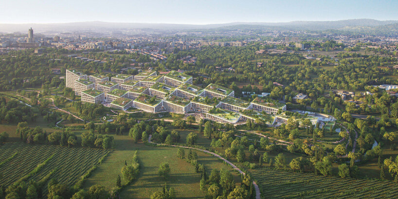 BIG plans tech company HQ 'as a manmade extension of the hillside' in portugal